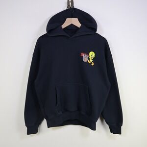 Hollister Tweety Bird Basketball Hoodie XS Boxy Fit Black Looney Tunes